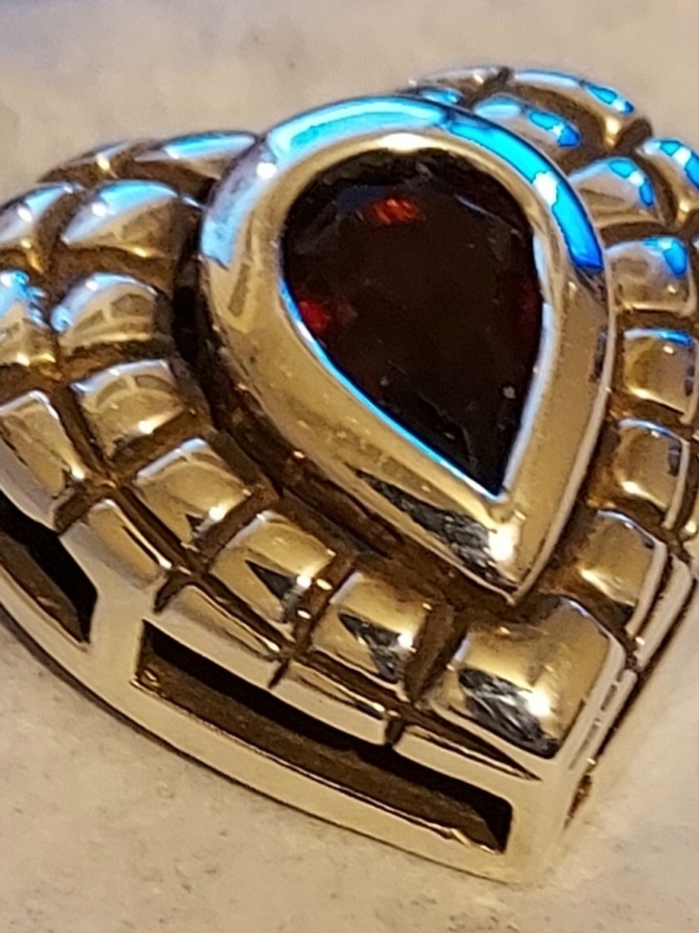 Silver Teardrop Garnet Pendant Heart